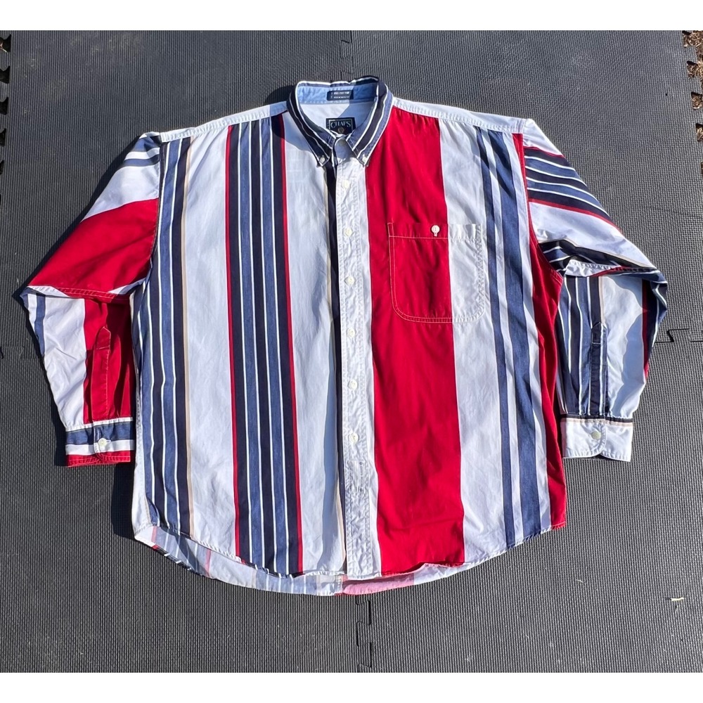 VTG Chaps Ralph Lauren XL Button Up Striped‎ American Classics Shirt Mens Y2k
